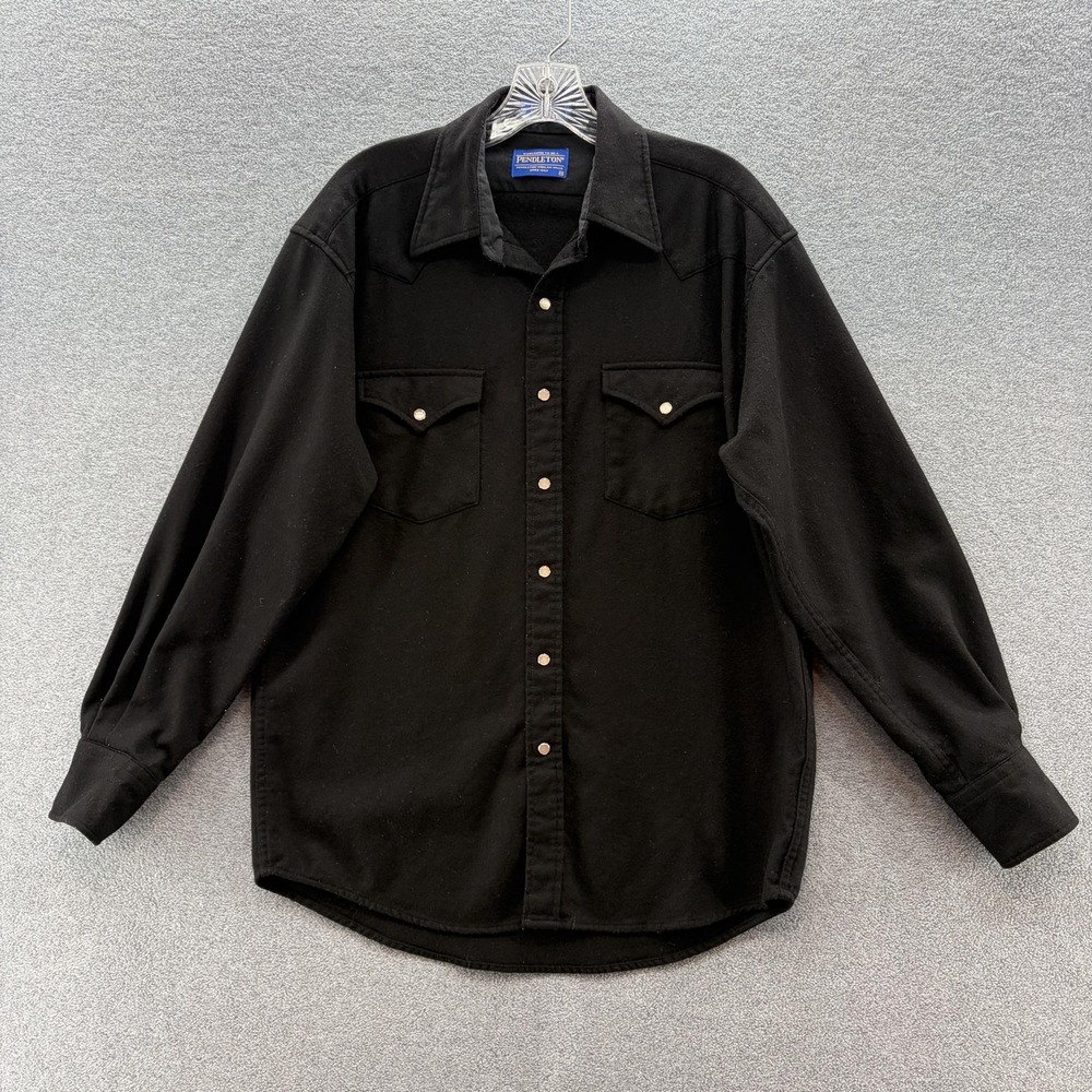 Pendleton Shirt Mens Medium Black Wool High Grade Western Pearl Snap Washable